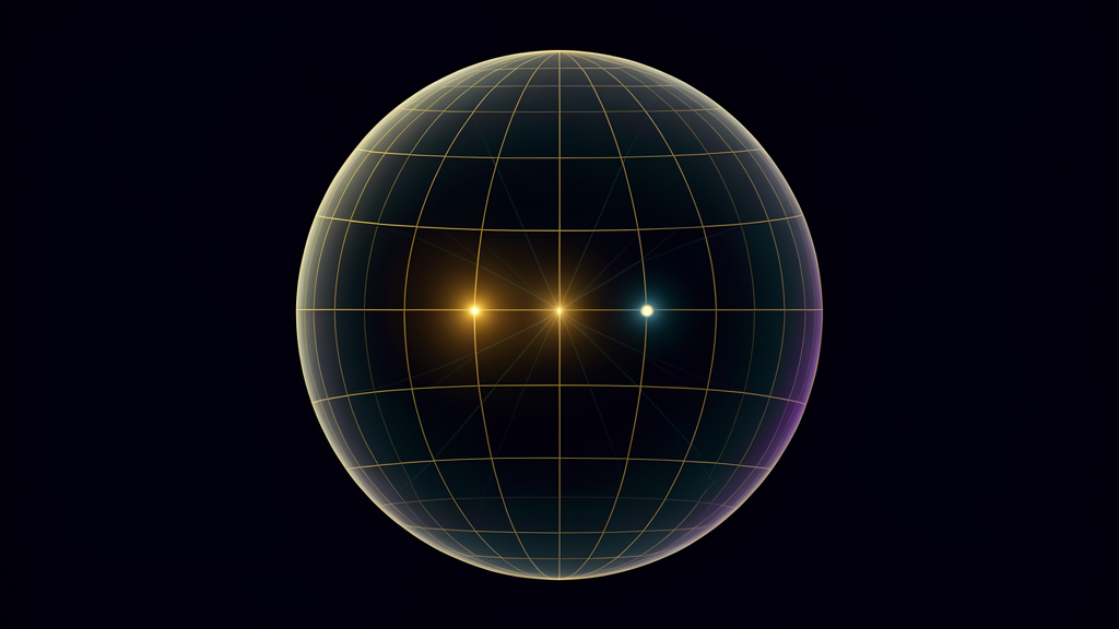 The vast Sun and the tiny Mercury, each projected as a single point of light onto one celestial sphere, equal upon it.